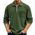 thumbnail image 1 of Domuza Men's Corduroy Sweatshirt Casual Stand Collar Quarter Zip Up Pullover Top Spring Fall Stylish Loose Fit Ribbed Long Sleeve Sweatshirts Army Green XL, 1 of 4