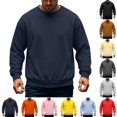 thumbnail image 1 of Domuza Men's Crewneck Fleece Sweatshirt Solid Color Classic Pullover Long Sleeve Tops Fall Winter Casual Regular Fit Sweatshirts, 1 of 4