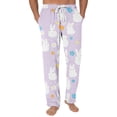 thumbnail image 1 of Domuza Men's Easter Rabbit Pajamas Pants Casual Drawstring Elastic Waist Pj Pants Loose Fit Comfy Lounge Sleepwear with Pockets Light Purple XL, 1 of 4