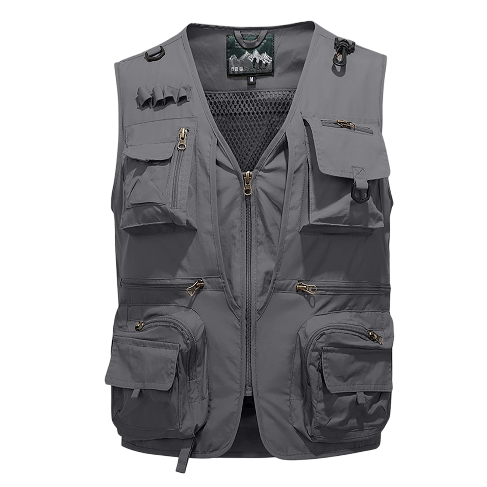 Domuza Fishing Vest Zip Up Jacket for Men Casual Lightweight Rain
