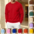 thumbnail image 1 of Domuza Men's Fleece Crewneck Sweatshirt, Long Sleeve Pullover, Loose Fit Athletic Top, Warm Basic Pullover for Fall - Red M, 1 of 6