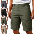 thumbnail image 1 of Domuza Men's Flex Casual Cargo Shorts Lightweight Water Resistant Golf Shorts Stretch Outdoor Work Shorts with Multi-Pocket Army Green L, 1 of 6