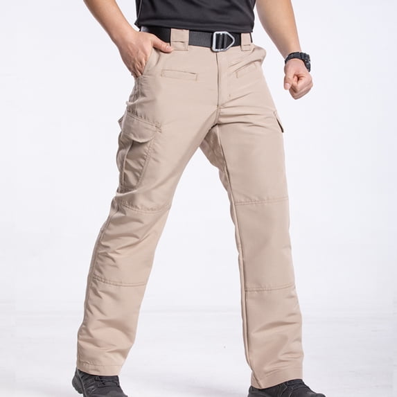 Domuza Men's Flex Pants Stretch Work Cargo Pants Lightweight EDC Outdoor Hiking Trousers Khaki 3XL