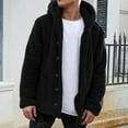thumbnail image 1 of Domuza Men's Fuzzy Sherpa Jacket Fluffy Fleece Open Front Cardigan Button Down Hooded Coat Fall Winter Warm Thicken Lined Soft Comfy Outerwear Black 2XL, 1 of 5