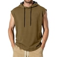 thumbnail image 1 of Domuza Men's Hooded Tank Top Sleeveless Hoodies Lightweight Casual Gym Workout Shirts Cooling Muscle Tee Shirt Khaki XL, 1 of 7