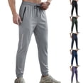 thumbnail image 1 of Domuza Men's Joggers with Zipper Pockets Athletic Workout Gym Pants Stretch Running Track Jogging Sweatpants Light Gray L, 1 of 5