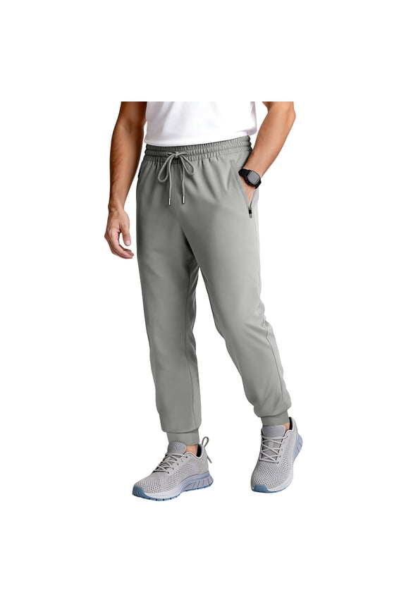 Men's Lightweight Hiking Pants Stretch Wasit Drawstring Fishing Athletic Pants 2026 Summer Outdoor Running Workout Track Pants Light Gray M