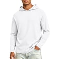 thumbnail image 1 of Domuza Men's Lightweight Long Sleeve Pullover Hoodies, Loose Fit Hooded Sweatshirts with Convenient Pockets, Soft Athletic Casual Tops White M, 1 of 3