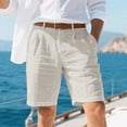 thumbnail image 1 of Domuza Men's Linen Shorts Pleat-Front Casual Shorts Summer Lightweight Dress Pants with Pockets Light Gray 3XL, 1 of 4
