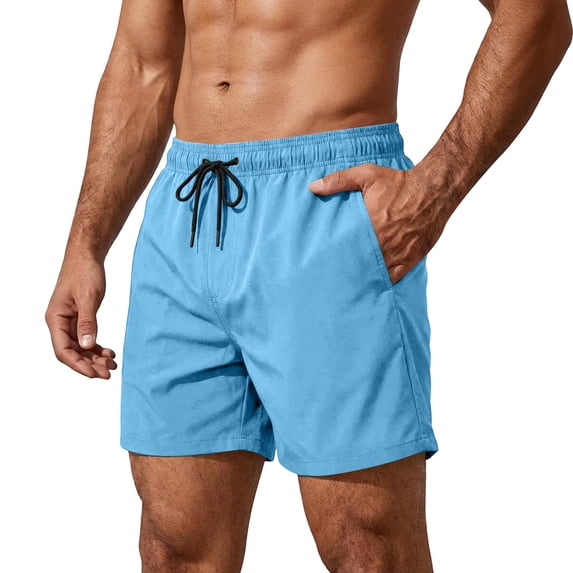 Domuza Men's Linerless Workout Shorts Lightweight for Running Sports Athletic Gym with Pockets Sky Blue 2XL