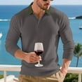 thumbnail image 1 of Domuza Men's Long Sleeve Polo Shirts Casual Stylish Collared Button Down Outdoor Tshirts Fall Lightweight Solid Color Classic Fit Tops Dark Gray S, 1 of 9