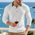 thumbnail image 1 of Domuza Men's Long Sleeve Polo Shirts Trendy Casual Lapel Button Up Athletic Golf Shirts Fall Lightweight Solid Color Classic Fit Blouse White XL, 1 of 9