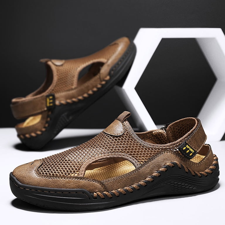 Men\'s Mesh Hiking Sandals, Closed-Toe Sport Sandals with Adjustable Straps, Men main image 2