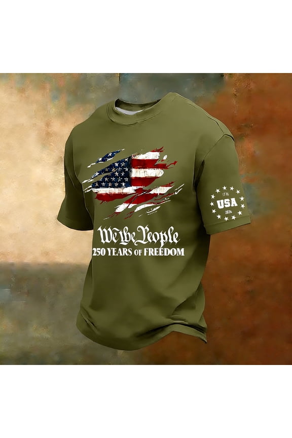 Men's Patriotic 250Th Anniversary 250 Years of Freedom We The People Shirts Army Green L