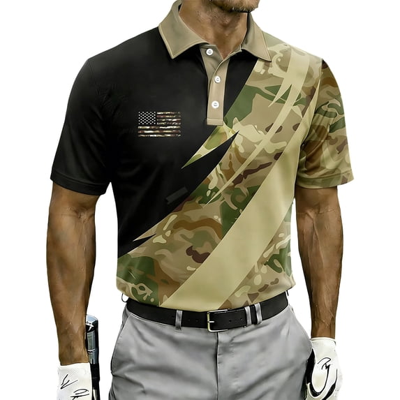 Domuza Men's Patriotic Shirts 4th Of July Usa Flag Pattern Button Casual Collared Short Sleeve Tshirts 2026 Summer Fashion Comfortable Top Hawaiian Multicolor L