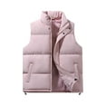 thumbnail image 1 of Domuza Men's Puffer Vest Sleeveless Stand Collar Padded Cotton Waistcoat Fall Winter Warm Stylish Quilted Full Zipper Jacket Vest with Pocket Pink 3XL, 1 of 3