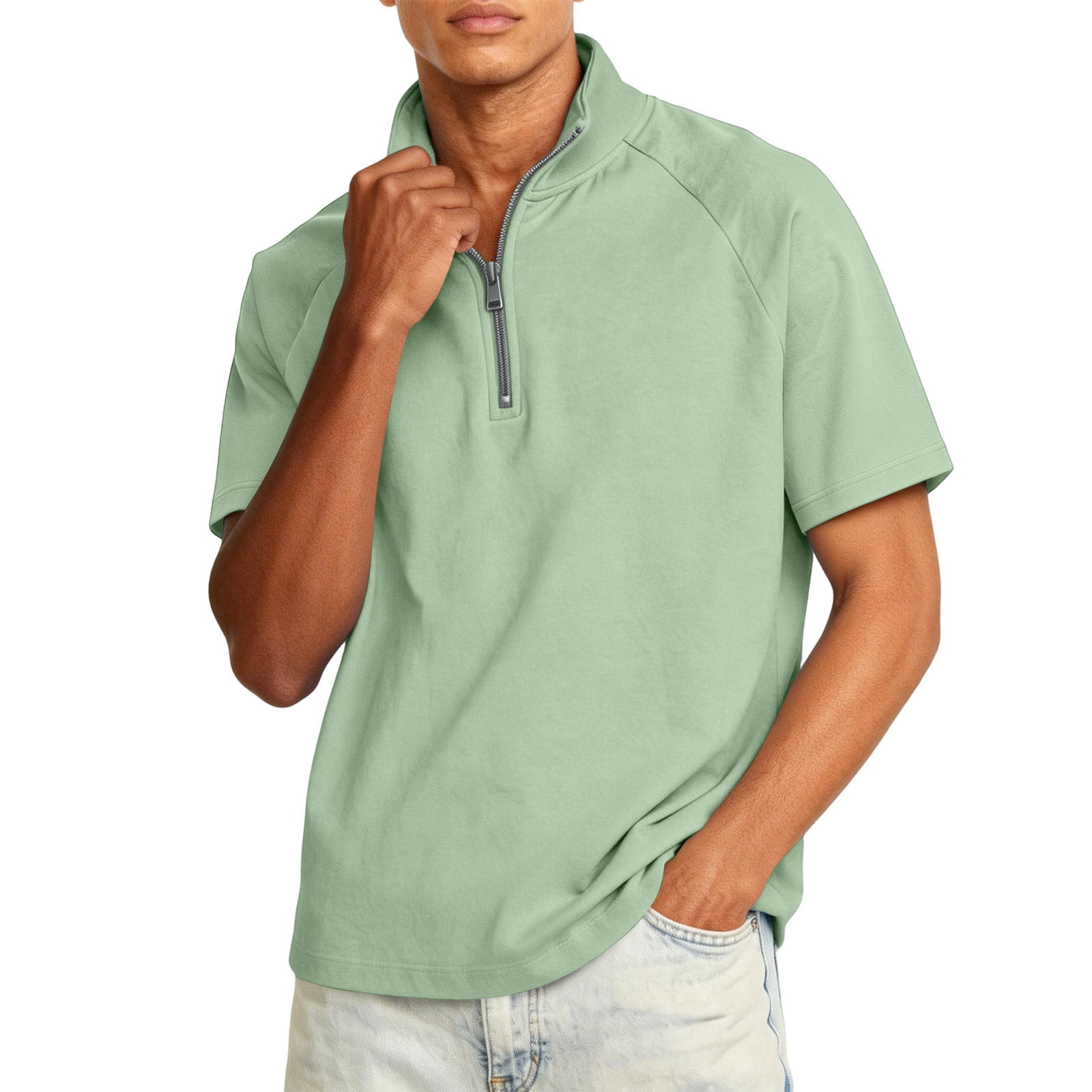 Domuza Men's Quarter Zip Up Shirts Lightweight Mock Neck Sweatshirt ...