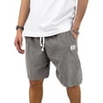 thumbnail image 1 of Domuza Men's Shorts Vintage Embroidered Logo Corduroy Stylish Lace-up Casual Shorts with Pockets Light Gray 3XL, 1 of 4