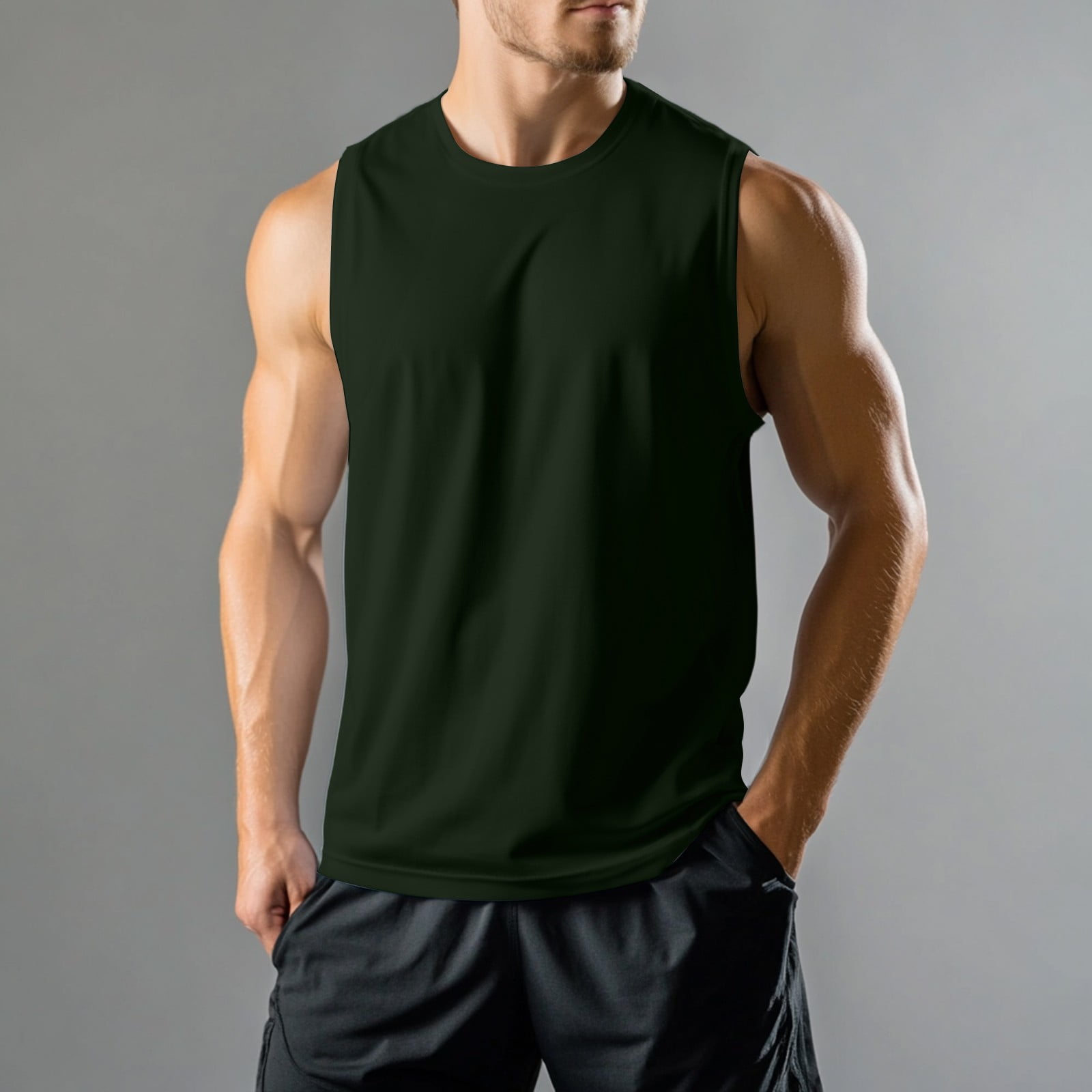 Domuza Men's Sleeveless TShirt Gym Bodybuilding Moisture Wicking Tank