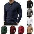 thumbnail image 1 of Domuza Men's Slim Fit Long Sleeve Polo, Soft Knit Sweater Shirt, Versatile Casual Top for Golf Work Travel Navy M, 1 of 5