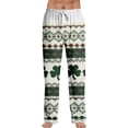 thumbnail image 1 of Domuza Men's St Patricks Day Pajamas Pants Shamrock Printed Drawstring Stretch Waist Pjs Trousers Loose Fit Soft Lounge Sleep Pants with Pockets Green L, 1 of 5