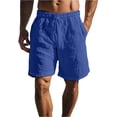 thumbnail image 1 of Domuza Men's Summer Casual Cotton Linen Shorts with Drawstring Elastic Waist, Beach Shorts with Pockets, Outdoor Fashion Dark Blue 3XL, 1 of 4