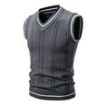 thumbnail image 1 of Domuza Men's Sweater Vests Casual Vintage Sleeveless V Neck Regular Fit Cable Knit Sweaters Fall Winter Thermal Fashion Soft Comfortable Vest Top Dark Gray XL, 1 of 4