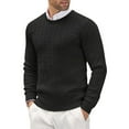 thumbnail image 1 of Domuza Mens Sweaters Crew Neck Long Sleeve Casual Fashion Knit Dress Sweater Fall Winter Soft Comfy Elastic Slim Fit Business Pullover Top Black L, 1 of 3