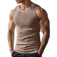 thumbnail image 1 of Domuza Men's Tank Tops Summer Sleeveless T Shirt Casual Ribbed Knit Muscle Basic Tee Shirts Khaki M, 1 of 3