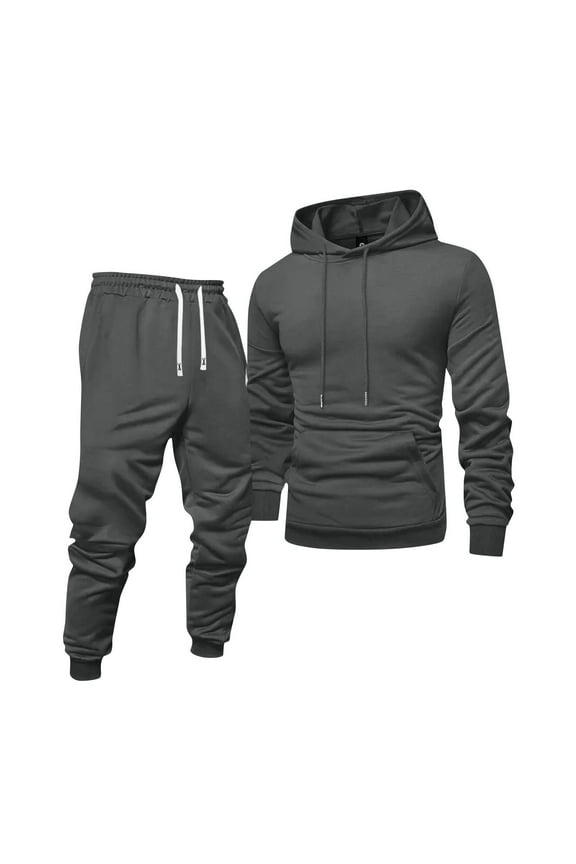 Men's Track Suits 2 Piece Set Athletic Casual Hoodie Sweatshirt & Joggers Sweatpants Sweatsuit Outfits Jogging Suit Hooded Set Dark Gray L