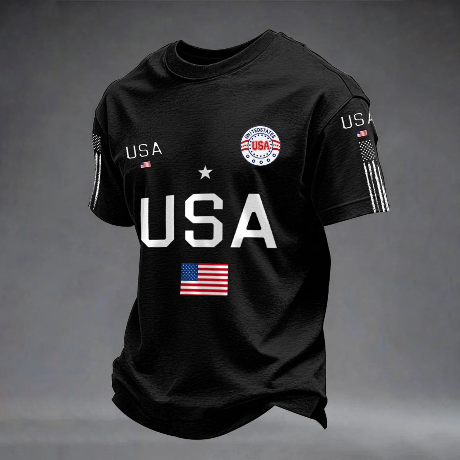 Domuza Men's USA Flag Crewneck T-Shirts USA Flag 250Th Anniversary ...