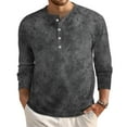 thumbnail image 1 of Domuza Men's Waffle Henley Shirts Long Sleeve Casual Stylish Button Down T-Shirt Fall Lightweight Loose Fit Raglan Tie Dye Blouse Dark Gray 2XL, 1 of 5