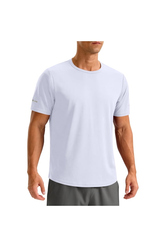 Men's Workout Running Shirts, Regular Fit Moisture Wicking T-Shirt, Gym Athletic Short Sleeve Tee Shirts White 2XL