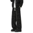thumbnail image 1 of Domuza Men's Y2k Baggy Sweatpants Corduroy Wide Leg Drawstring Stretch Waist Track Pants Stylish Relaxed Fit Workout Trousers with Pockets Black L, 1 of 4