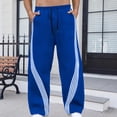 thumbnail image 1 of Domuza Men's Y2k Graphic Baggy Sweatpants Wide Leg Striped Open Bottom Drawstring Sweatpants with Pockets Blue L, 1 of 4