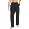 thumbnail image 1 of Domuza Men's Yoga Sweatpants Open Bottoms Casual Athletic Jersey Pants Relaxed Fit Straight Leg Lounge Pants with Pockets Navy L, 1 of 6