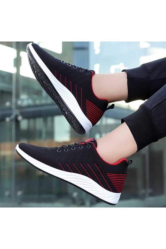 Men's breathable casual loafers, lightweight soft sole with non-slip design Comfort athletic shoes for walking, gym and daily wear. Red 8 (EU-41)