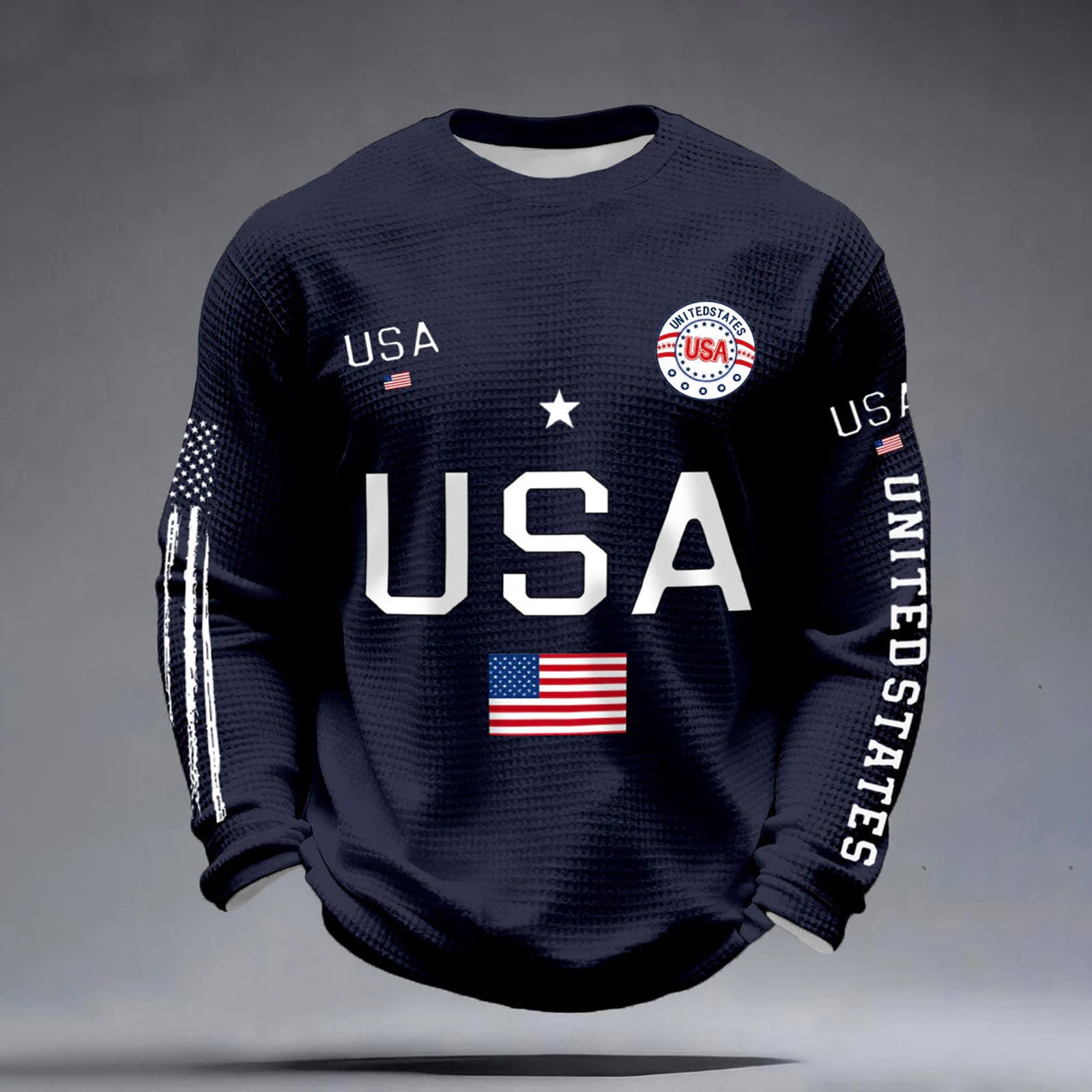Domuza Mens 250 Anniversary USA Shirt American USA Flag Waffle ...