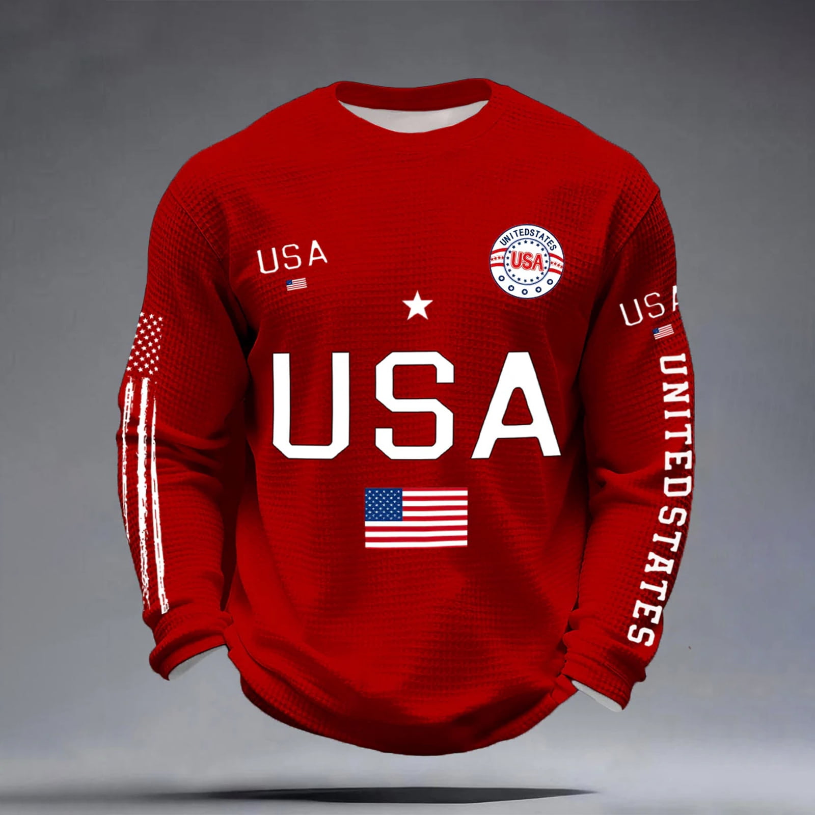 Domuza Mens 250 Anniversary USA Shirt American USA Flag Waffle ...