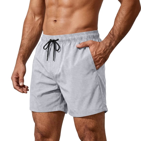 Domuza Mens Athletic Shorts Gym Workout Shorts Men Lightweight Sports Running Shorts with Pockets Light Gray 3XL