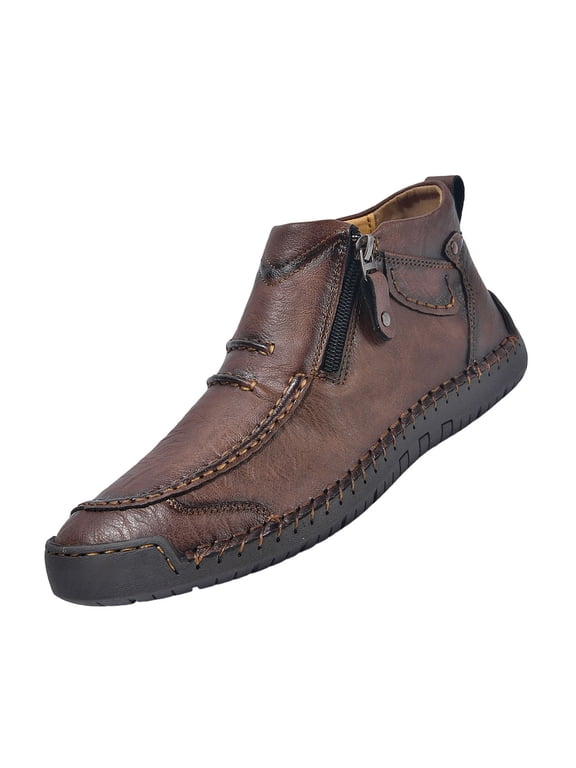 Mens Boots For Men High Top Loafers Shoes Chelsea Leather Casual Shoe Formal Oxford Lightweight Walking Driving Mid-top Dress Shoes Brown 6 (EU-37)