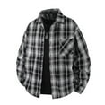 thumbnail image 1 of Domuza Mens Button Down Shirt Casual Long Sleeve Collared Plaid Tshirts with Pockets Fall Trendy Comfy Lightweight Loose Fit Untucked Blouse Black XXL, 1 of 2