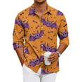 thumbnail image 1 of Domuza Mens Button Up Shirts Long Sleeve Halloween Spooky Funny Print Loose Fit T Shirts Casual Lightweight Lapel Tops for Halloween Party Purple 3XL, 1 of 7