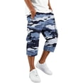 thumbnail image 1 of Domuza Mens Capri Camo Cargo Shorts Drawstring Below Knee Shorts 3/4 Summer Casual Outdoor Hiking Shorts with Pockets Royal Blue M, 1 of 3