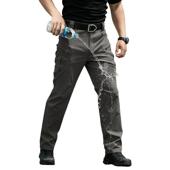 Domuza Mens Cargo Pants Ripstop Waterproof Hiking Pants Stretch Work Cargo Trousers Pant Outdoor Jeans Gray 2XL