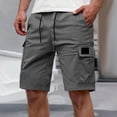 thumbnail image 1 of Domuza Mens Cargo Shorts Sweat Shorts Elastic Waist Drawstring Athletic Summer Casual Pants with Pockets Gray S, 1 of 4