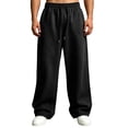 thumbnail image 1 of Domuza Mens Casual Baggy Sweatpants Lightweight Wide Leg Athletic Lounge Travel Pants Streetwear with Pockets Black XL, 1 of 7