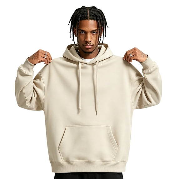 Domuza Mens Casual Fleece Hooded Collar Drawstring Hoodies Pullover Sweatshirts Casual Long Sleeve Shirts Earthy Yellow S