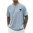 thumbnail image 1 of Domuza Mens Casual Shirts Graphic Round Neck Short Sleeve Loose Summer Fashion T-Shirt Blue M, 1 of 5