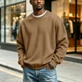 thumbnail image 1 of Domuza Mens Classic Crewneck Pullover Sweatshirts, Lightweight Breathable Long‑Sleeve Solid Tops, Slim‑Regular Fit, Y2K Street Style Casual Sweatshirt, 1 of 6